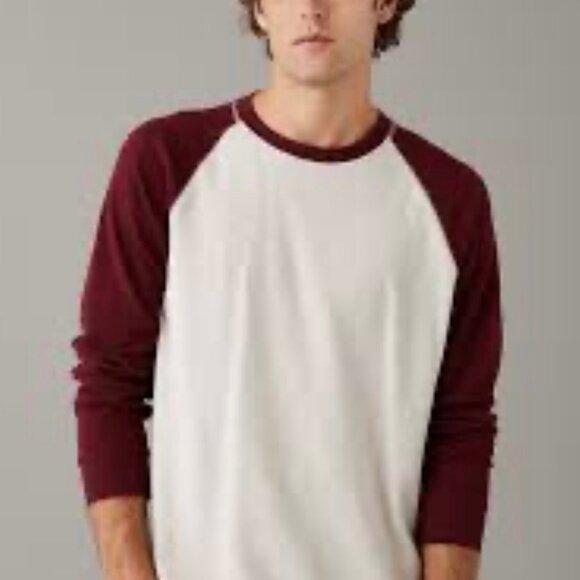 American Eagle Thermal Shirt Mens‎ Large Henley Raglan Sleeve Waffle Weave Knit - Picture 1 of 10